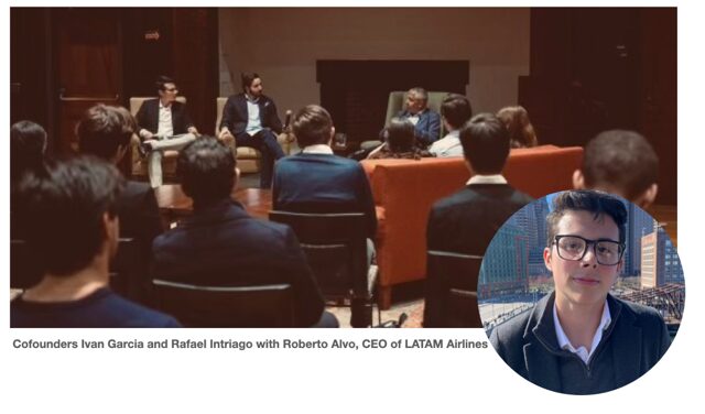Panel discussion with executives at an aviation event.